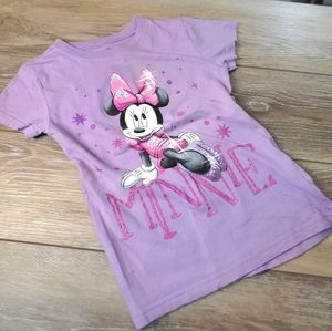 Disney little girl's lavender/pink Minnie Mouse short sleeve graphic tee Sz. 4